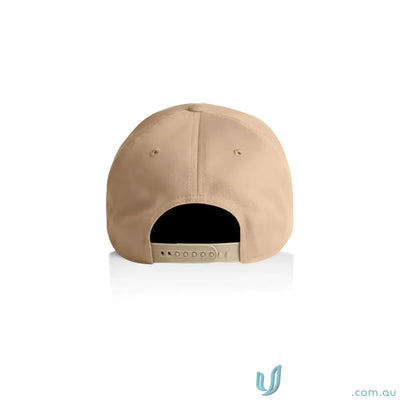 Tan AS Colour Frame Cap with curved peak and plastic snapback for custom fit