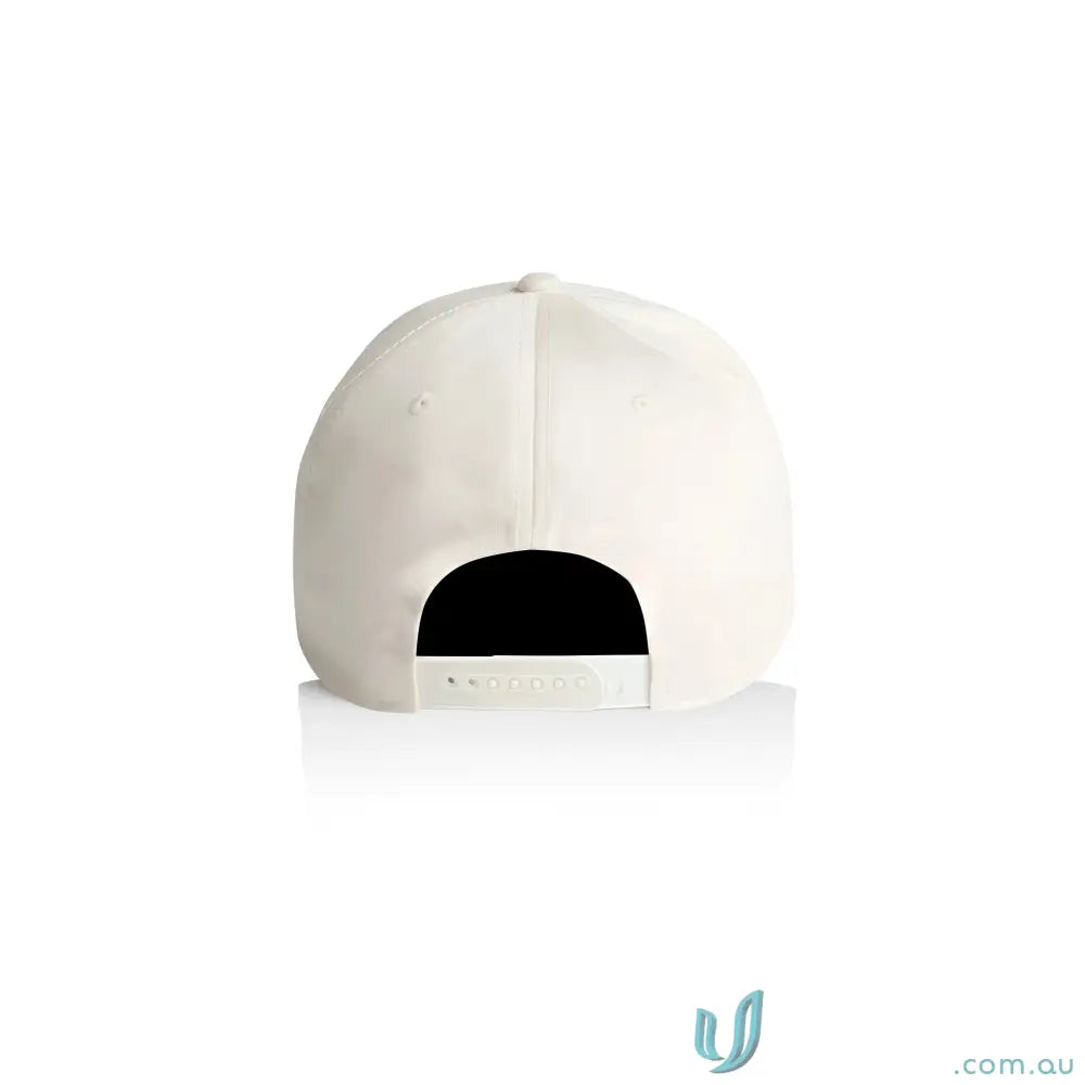 Back view of off-white AS Colour Frame Cap with curved peak and plastic snapback