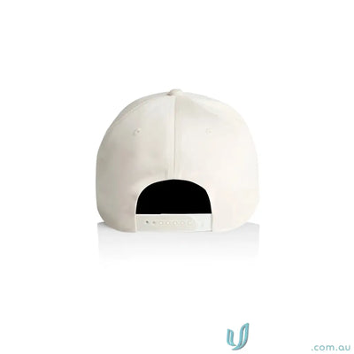 Back view of off-white AS Colour Frame Cap with curved peak and plastic snapback
