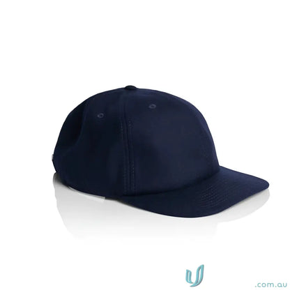 Dark blue wool blend cap with adjustable metal clasp and tonal under-peak lining