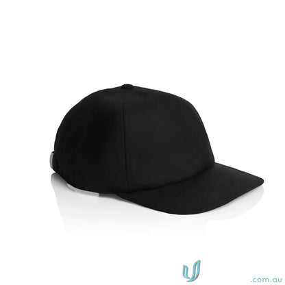 Plain black wool blend cap with adjustable metal clasp and tonal under-peak lining