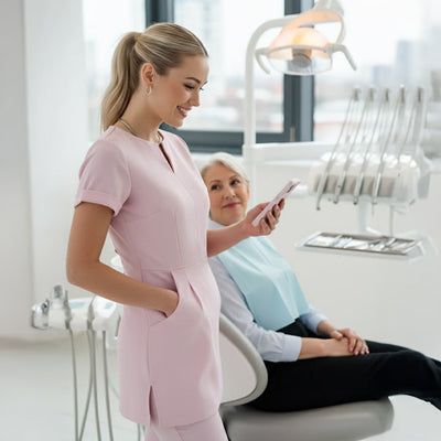 Pretty Waist ECO Tunic in pink with tailored short sleeves, 2life fabric