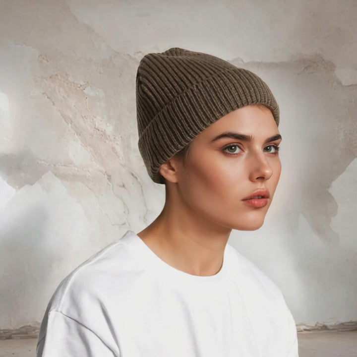 Recycled Wool Blend Gauge Beanie
