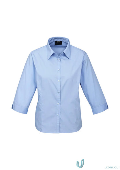 Light blue modern fit shirt for uniforms or workwear from Pronto EMB Ladies 3Qtr Shirt