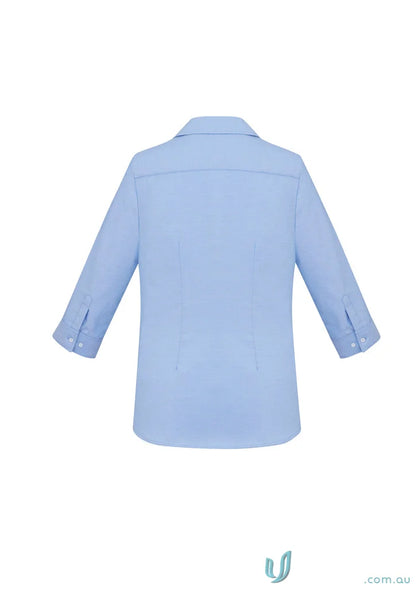 Light blue premium cotton Pronto Ladies 3Qtr Shirt for work uniforms and everyday wear