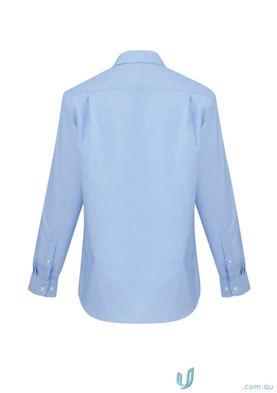 Light blue premium cotton long-sleeved shirt with chest pocket for work uniforms