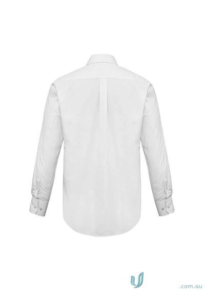White long-sleeved dress shirt in classic fit for workwear uniforms Pronto EMB Mens LS Shirt
