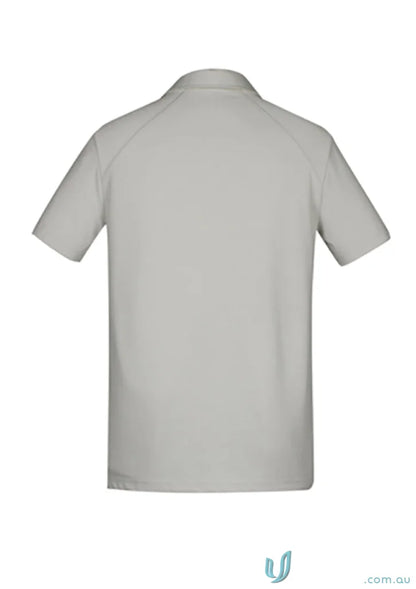 Gray short-sleeved plated jersey polo shirt for mens style and work uniforms