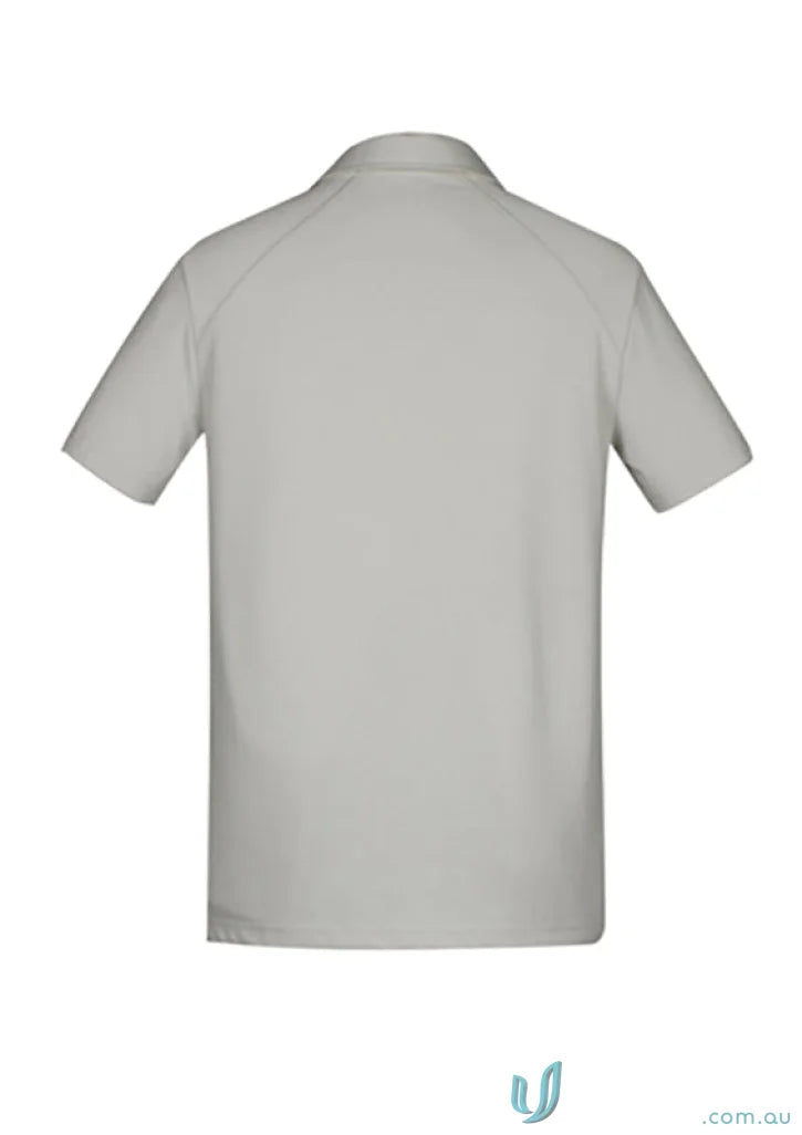 Gray short-sleeved plated jersey polo shirt for mens style and work uniforms