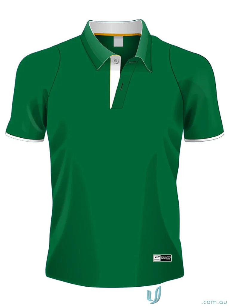 Green polo shirt from PS100 Custom Polo made with sublimated sports fabric