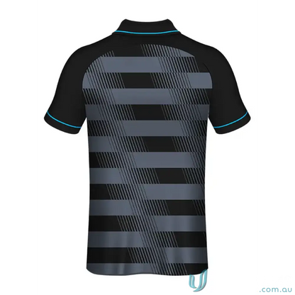 Black and gray patterned PS140 Custom Dyesub Polo shirt for a stylish look