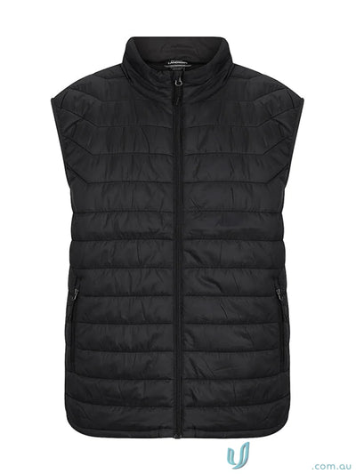 Black quilted puffer vest perfect for workwear and uniforms in a stylish puffer vest product