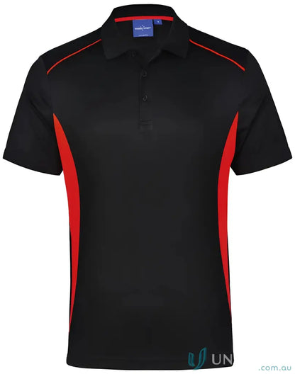 Black and red Pursuit Polo shirt with breathable mesh for winning spirit PS79 Pursuit