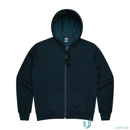 Dark blue Queenscliff Zip Hoodie with flat tie cord and comfy zip-up style