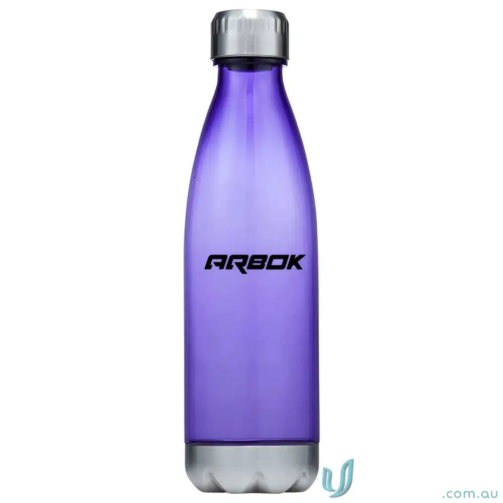 Purple Quencher 700ml Plastic Water Bottle with Silver Cap and Steel Accents