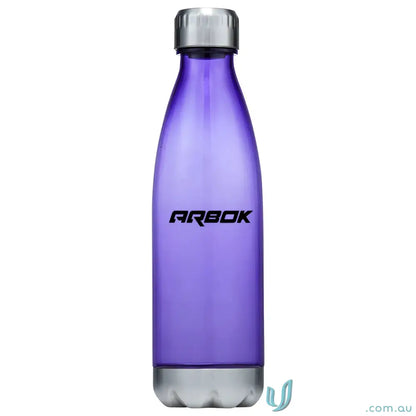 Purple Quencher 700ml Plastic Water Bottle with Silver Cap and Steel Accents