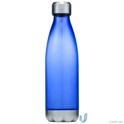 Blue Quencher 700ml Plastic Water Bottle with Silver Cap and Base for hydration