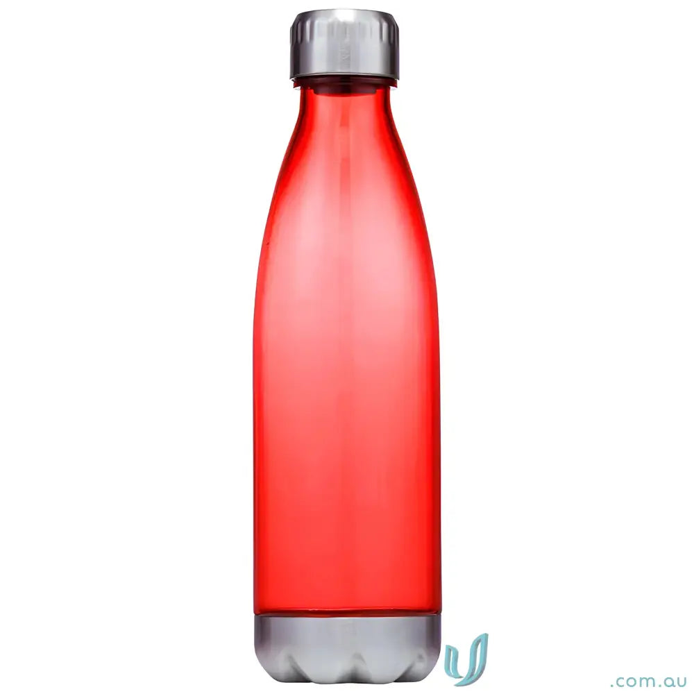 Red Quencher 700ml Plastic Water Bottle with Silver Cap and Steel Accents