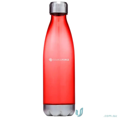 Red Quencher 700ml Plastic Water Bottle with Silver Cap and Polished Steel Accents