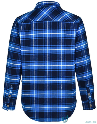 Blue and black plaid quilted flannel jacket shirt-style jacket for unisex quilted flannel fashion