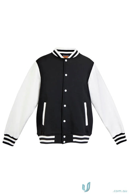Black and white Ramo Varsity Jacket perfect for varsity uniforms or workwear style