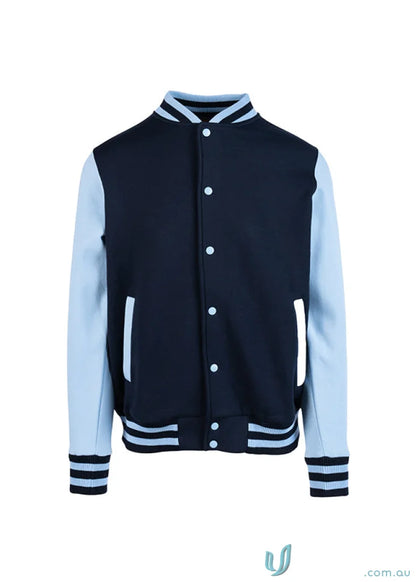 Navy and light blue Ramo Varsity Jacket perfect for casual uniforms or workwear
