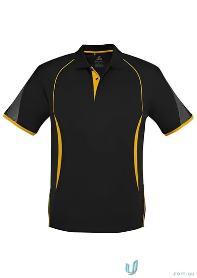 Black and gold Razor Polo shirt from Biz Collection P405MS, stylish raorpolo look
