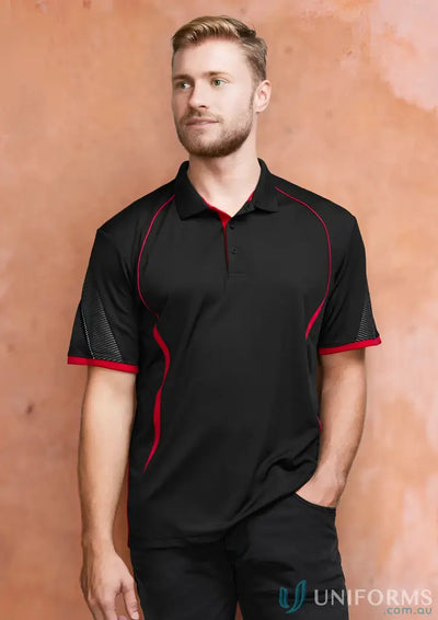 Black and red Razor Polo shirt from Biz Collection P405MS, stylish and comfy