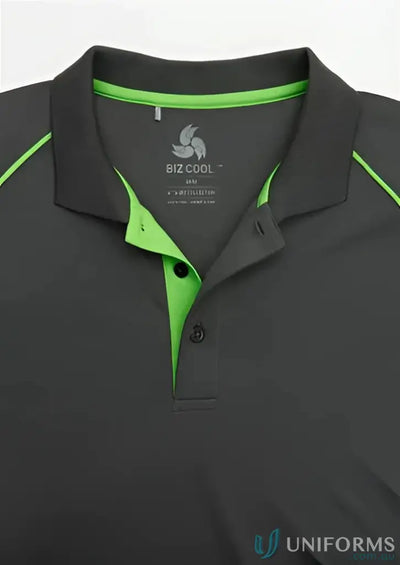 Gray and green Razor Polo from Biz Collection P405MS, stylish razorpolo shirt