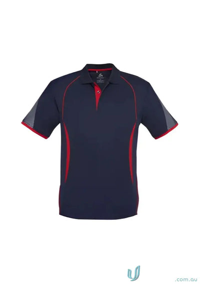Navy and red short-sleeved Razor Polo shirt from Biz Collection P405MS style