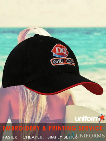 Recycled Earth Friendly Cap featuring black fabric with red trim and eco-friendly design