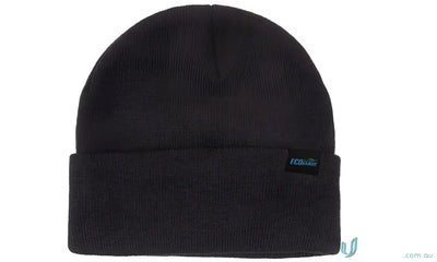 Black knit recycled roll-up beanie perfect for casual winter style