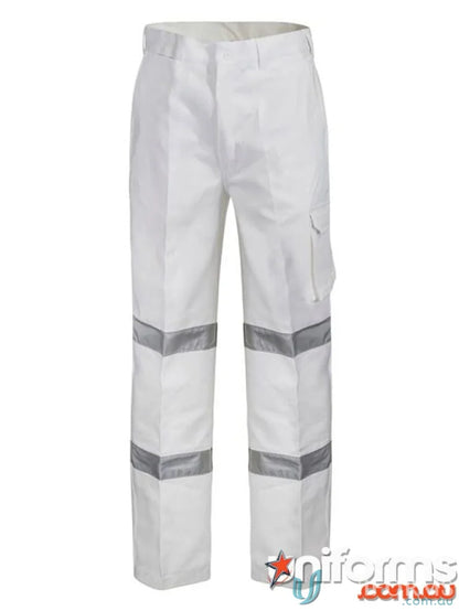 White work pants with reflective stripes, Reflective Cargo Drill Pant CSR Tape for safety
