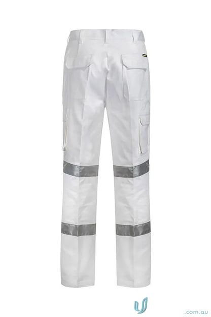 White work pants with reflective stripes from Reflective Cargo Drill Pant CSR Tape
