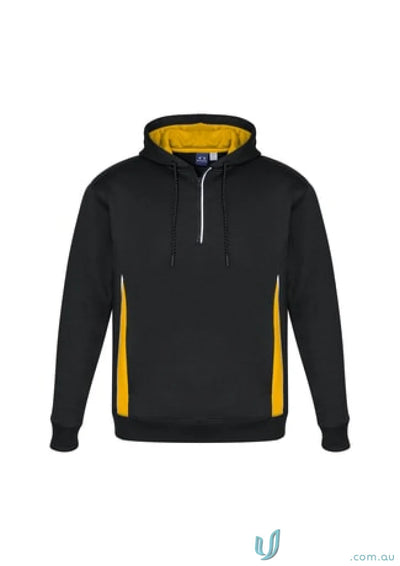 Black and gold Renegade Hoodie with reflective trims from SW710M BIZ for style and safety