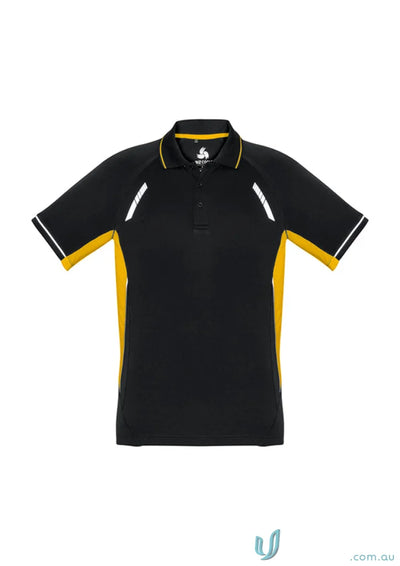 Men’s Renegade Polo from Biz Collection in black and gold with UPF rating