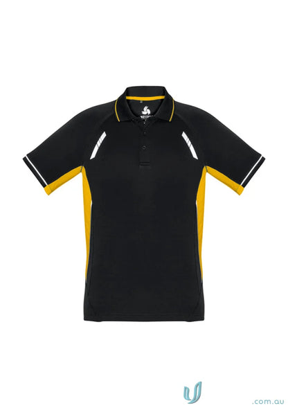 Men’s Renegade Polo from Biz Collection in black and gold with UPF rating