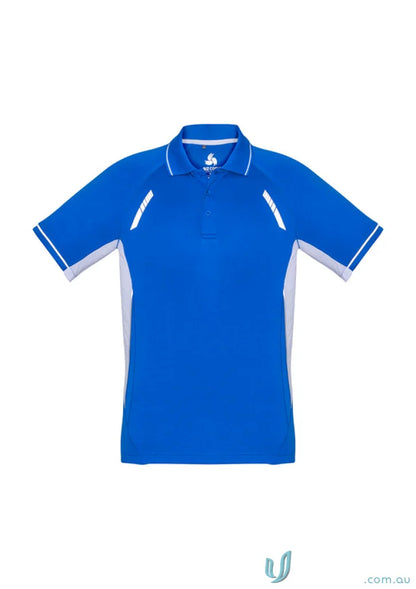 Men’s Renegade Polo from Biz Collection in blue and white with UPF rating