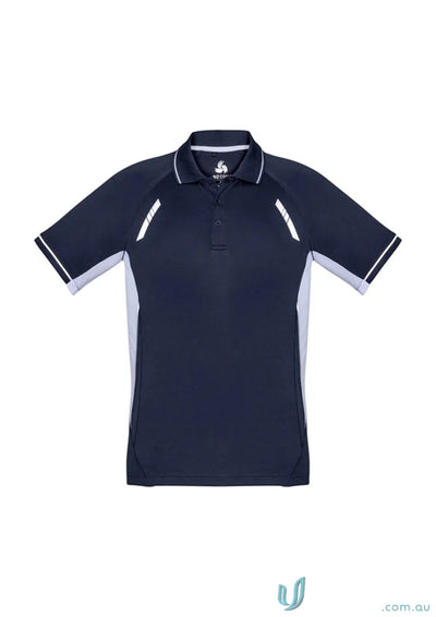 Navy and gray men’s Renegade Polo from Biz Collection with UPF rating