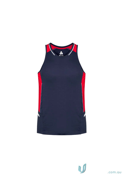 Navy and red athletic tank top Renegade Singlet SG702M Biz Cool Micro breathable fabric