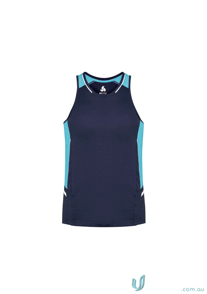Navy and turquoise Renegade Singlet SG702M Biz Cool Micro athletic tank top