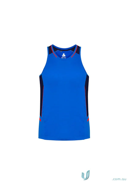 Blue athletic tank top from the Renegade Singlet SG702M with Biz Cool Micro fabric