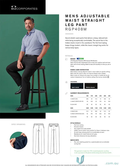 Men’s Renew Adjustable Waist Straight Leg Pant showcasing comfortable waist straight leg style