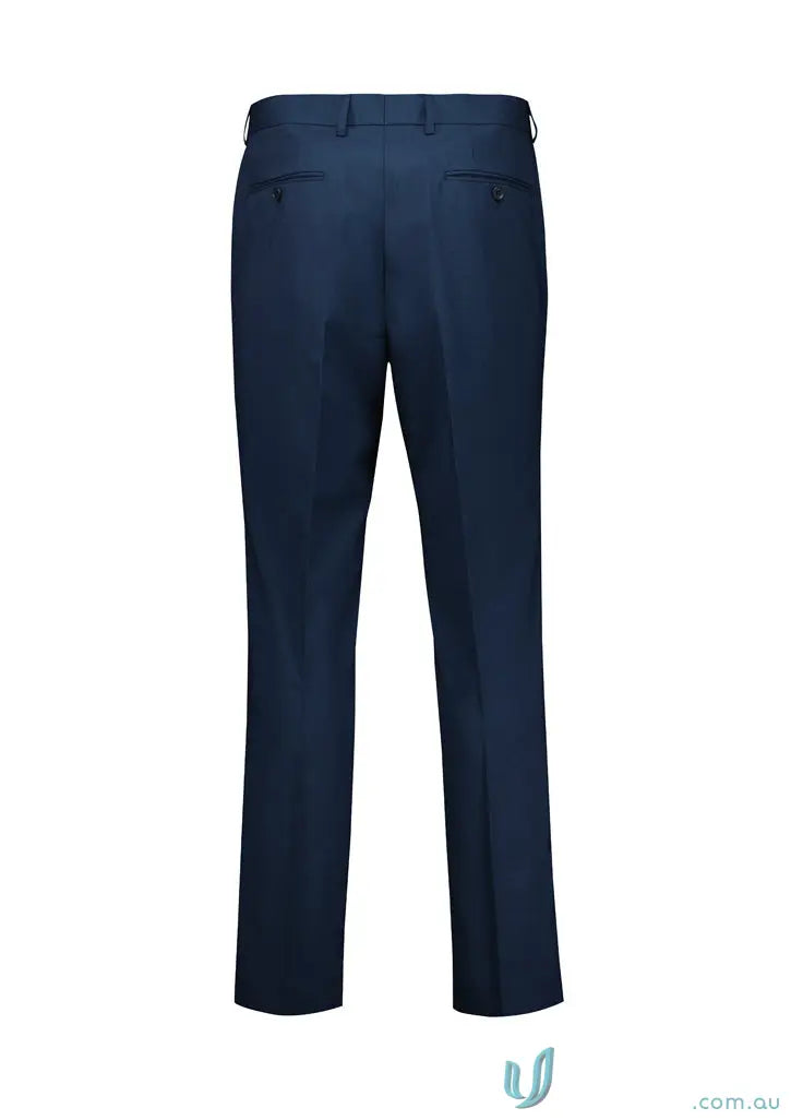 Renew Slim Fit flat front pant in navy blue dress pants made with recycled polyester for corporate settings