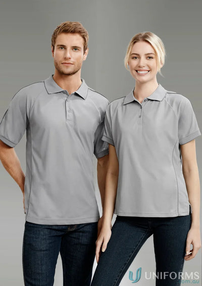Two guys rocking light gray Resort Polo shirts and dark jeans for effortless style