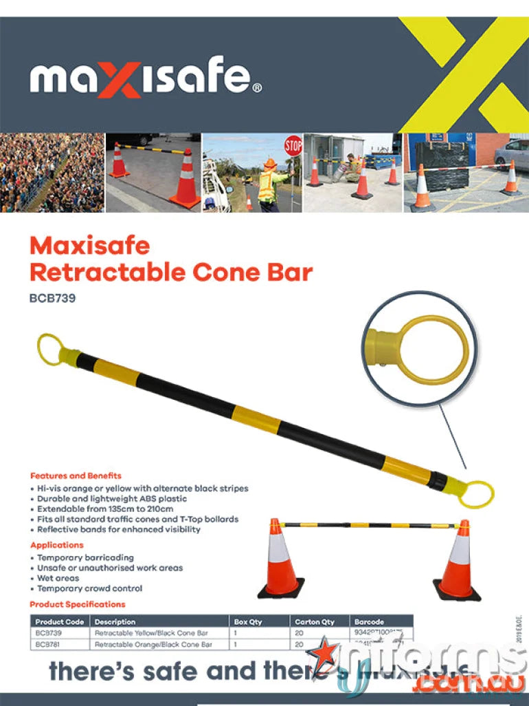 Retractable ABS Cone Bar in orange and black for work uniforms and safety gear