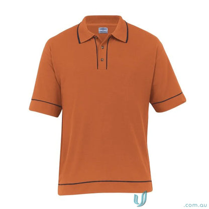 Orange Retro Waffle Polo with contrast piping, perfect for uniforms or workwear