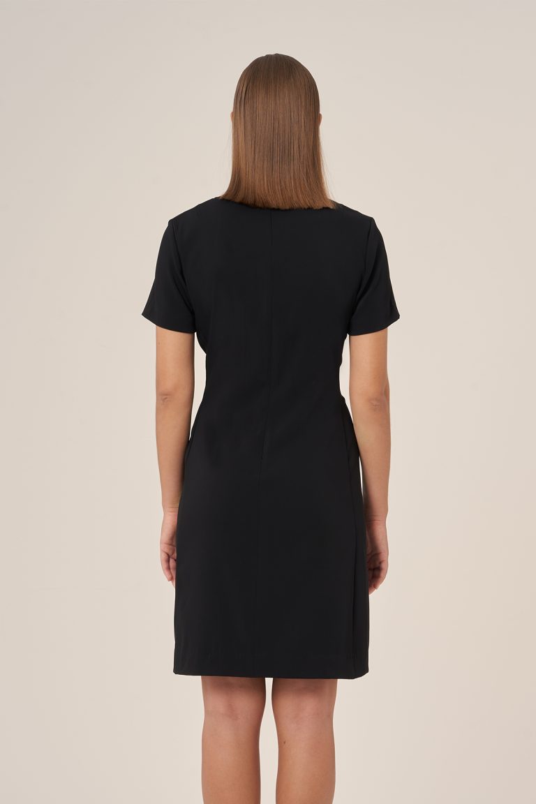 Black Riley dress FDR461 with v-neck and fitted silhouette