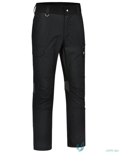 Black men’s Ripstop Stretch Work Pants with multiple load-bearing pockets and reinforced knees