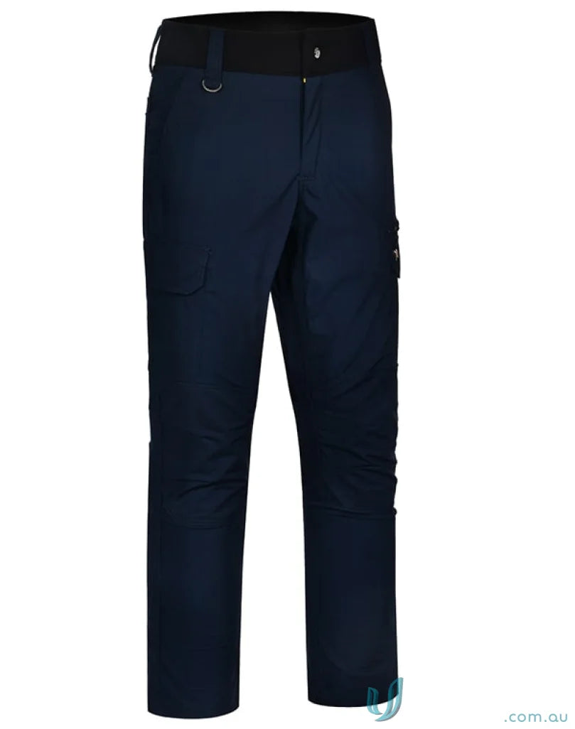 Dark blue Ripstop Stretch Work Pants with multiple load-bearing pockets and black waistband